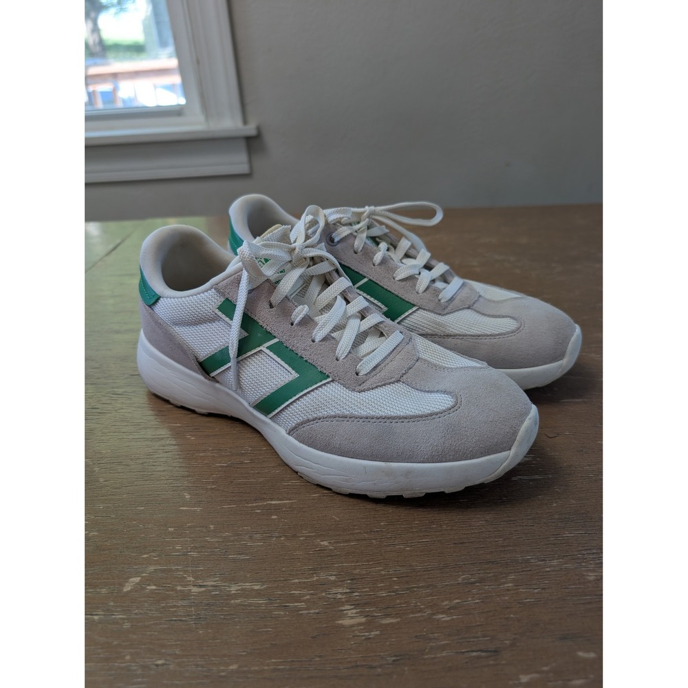 Le Tigre Baxter Womens 8 Sneakers White Grey Green‎ Retro Mesh Suede 70s